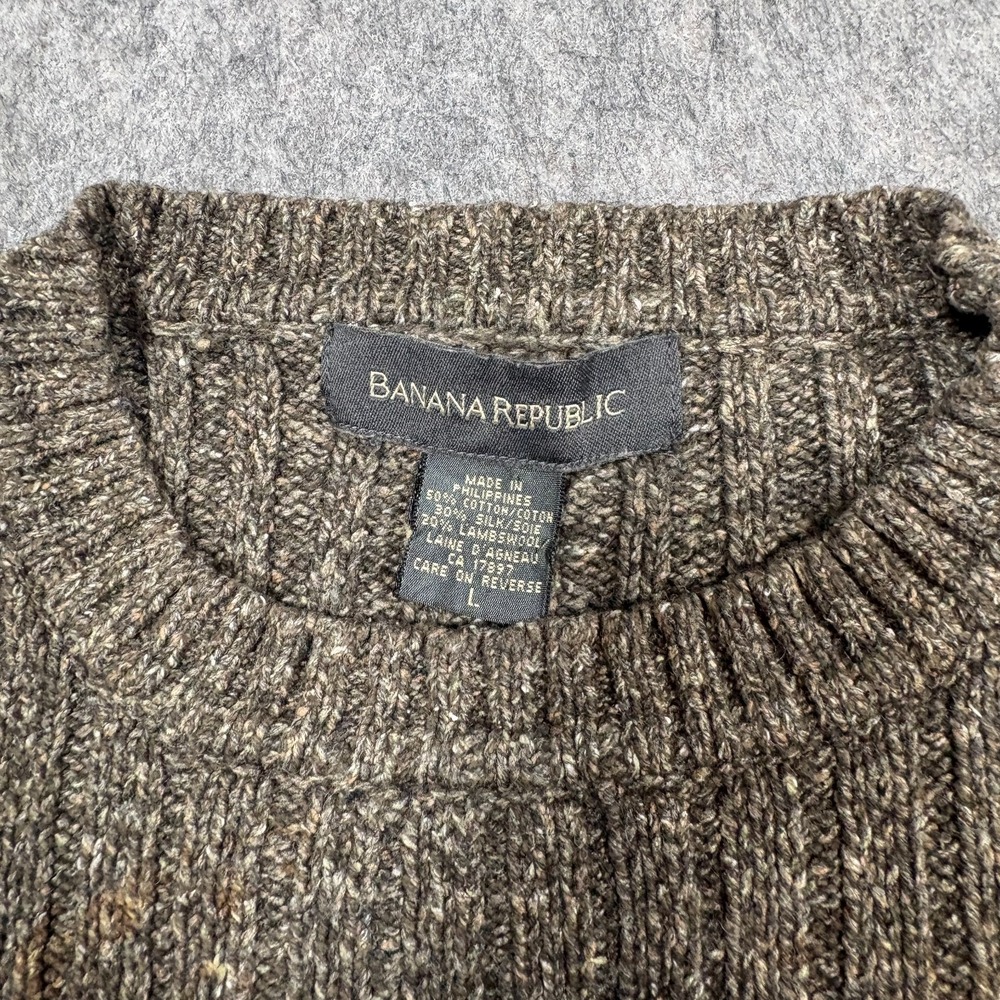 Banana Republic Sweater Women's Size Large Ribbed Cable-Knit Crew Neck Classic - Picture 3 of 7